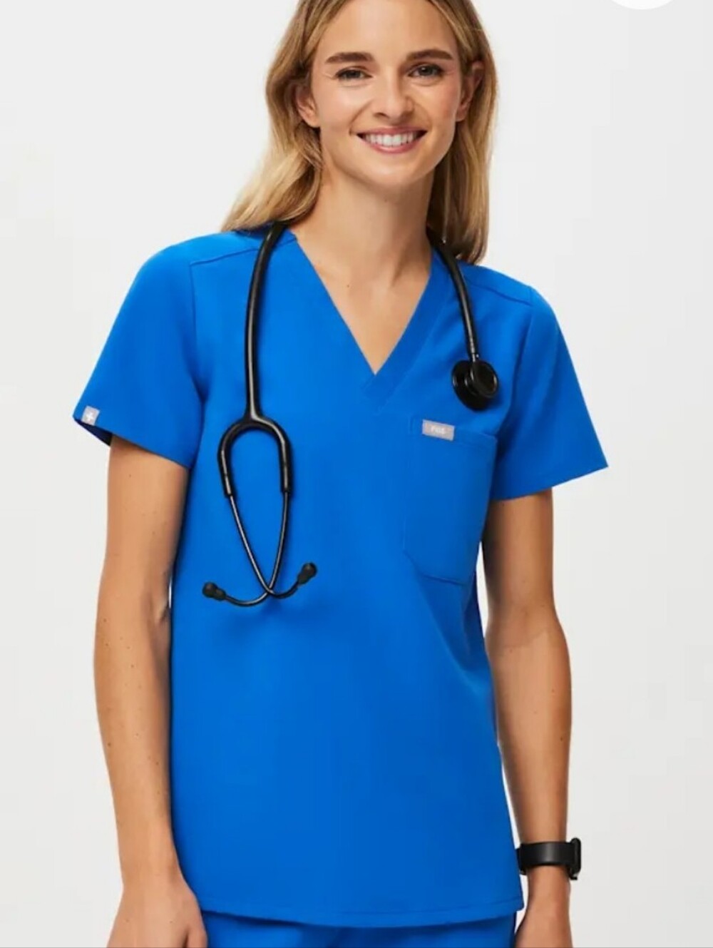 Figs Women's Catarina Scrubs Uniform Top Royal Blue Technical Collection S